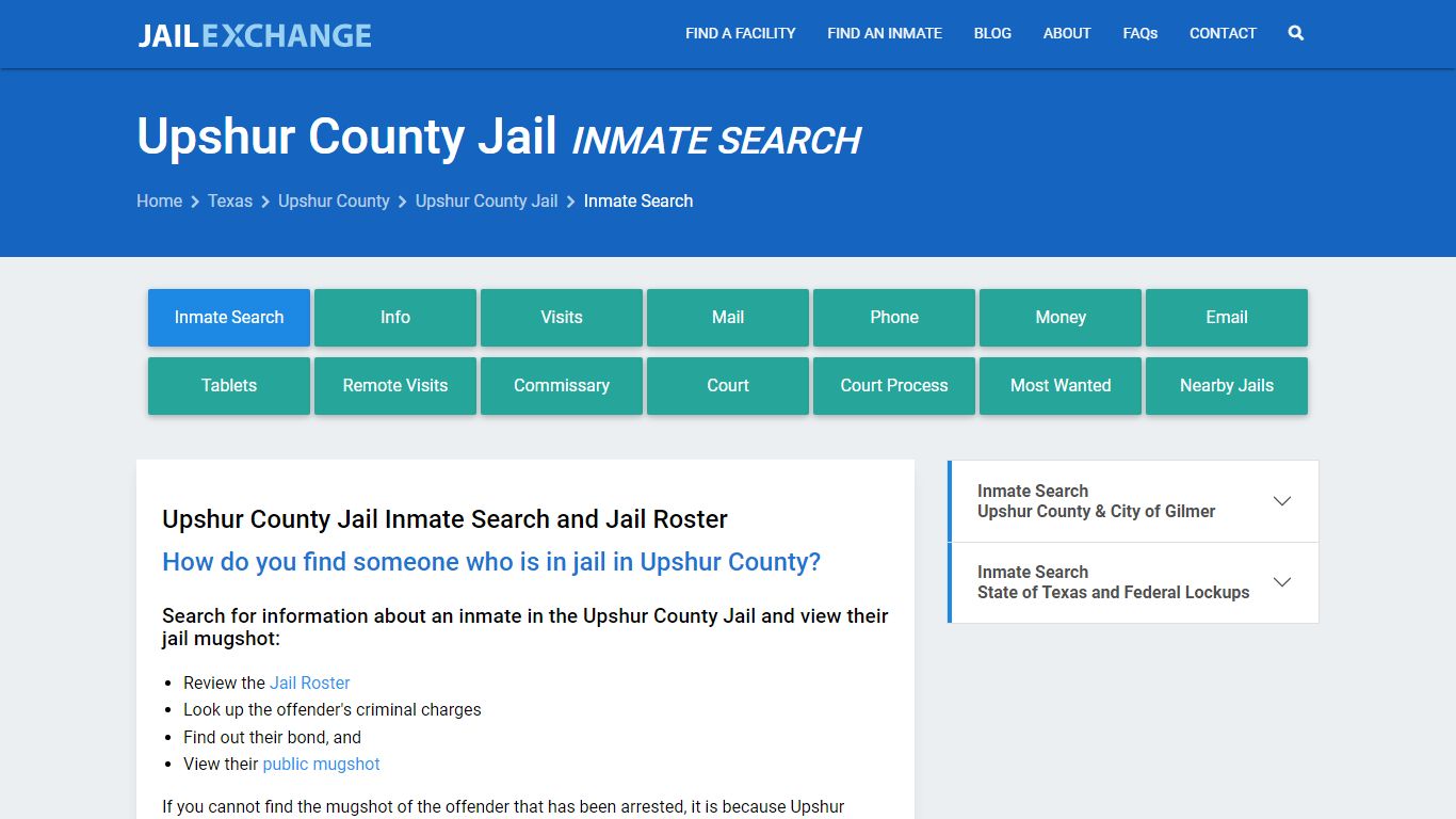 Inmate Search: Roster & Mugshots - Upshur County Jail, TX